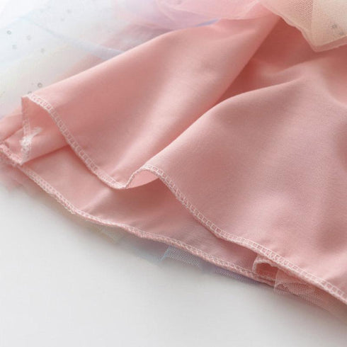 Summer Girl's Rainbow Mesh Princess Sling Dress