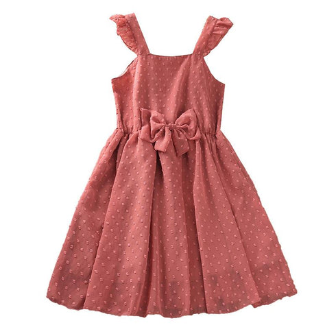 Girls Summer Suspender Little Bow Princess Dress