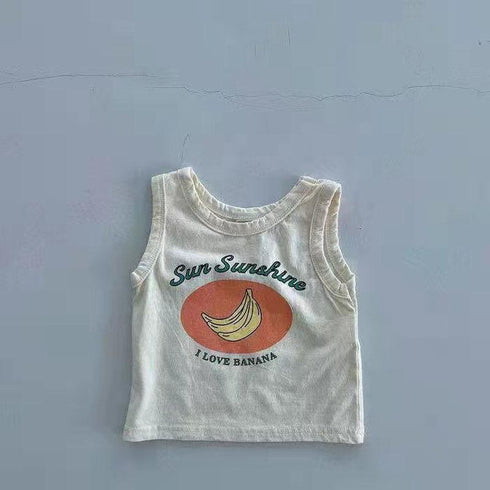 Refreshing Fruit Suit Banana Lemon Vest Shorts Two-piece Set