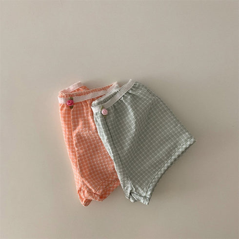 Children's Small Plaid Shorts Summer Thin Cotton Pants