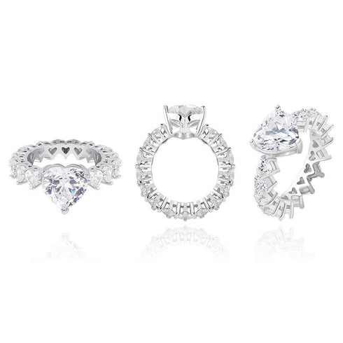 Hip Hop Women's Love Ring Zircon Real Gold Electroplated Ring