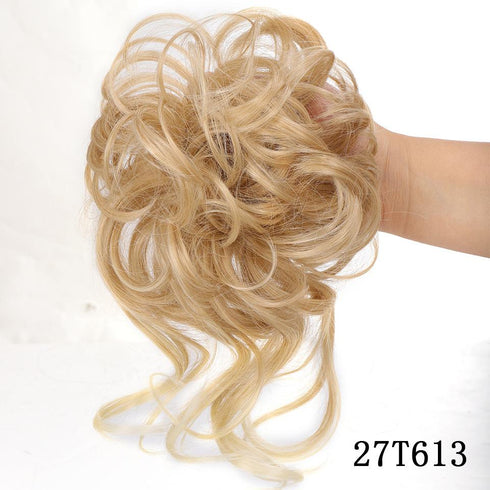 Synthetic bun wig fluffy hair ring ball head