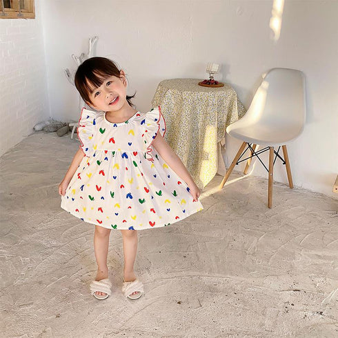 Girl's Flying Sleeve Dress Summer New Baby Girl's Foreign-style Dress Princess Dress