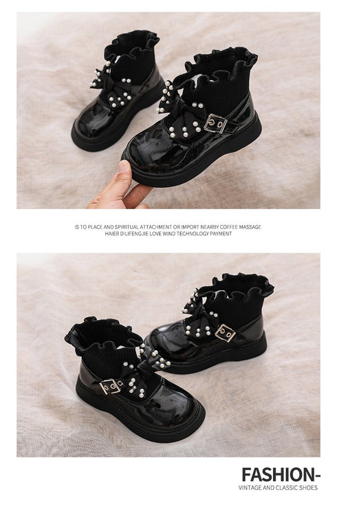 Casual Girl's Wear-Resistant High-Top Princess Shoes