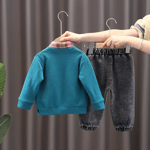 Boys spring and autumn suit cardigan set of three