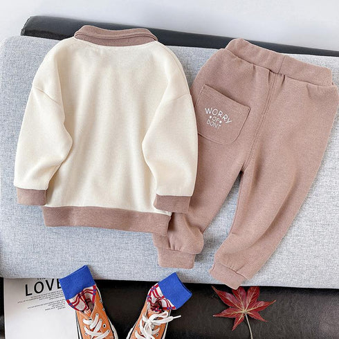 Boys Spring and Autumn Long Sleeve Casual Pants Two-Piece Set