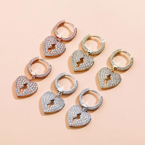 Heartbreak Love Earrings Zircon Hip Hop Simple Women's Earrings Jewelry