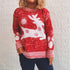 New Year Christmas Sweater Fawn Snowflake Crewneck Knit Pullover
