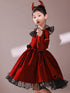 Children's Princess Dress Fall/Winter Red Velvet Halloween Dress Christmas New Year Joker Dress