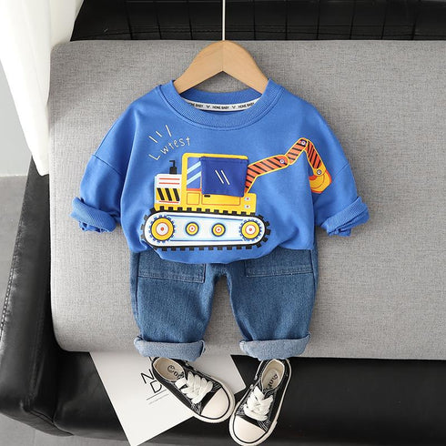 Spring and Autumn Boys' Long Sleeve Suit Two-Piece Set