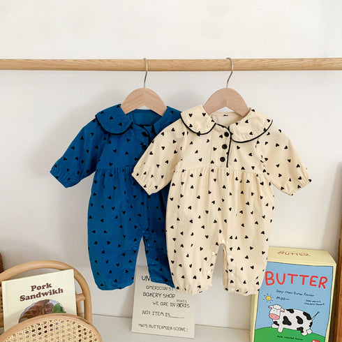 Corduroy doll collar buckle out climbing suit jumpsuit