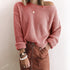 Autumn and winter solid color loose beveled jacket knitted sweater