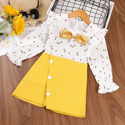 Spring and Autumn Girls Long Sleeve Skirt Pants Two-Piece Set