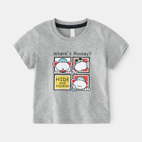 Summer Boy Monkey Print Short Sleeve