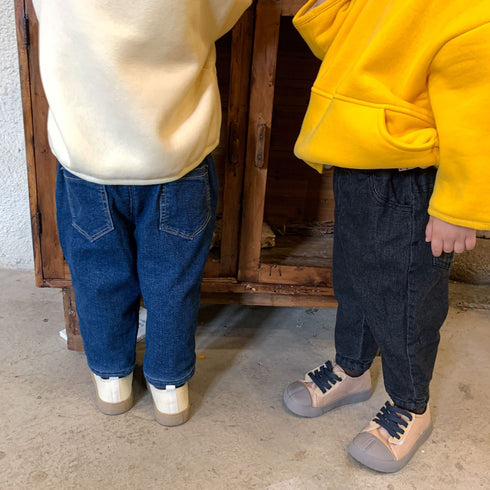 Children's winter plus velvet padded denim pants baby stretch denim leggings