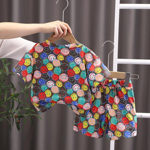 Boys' Summer Smiling Face Two-piece Set