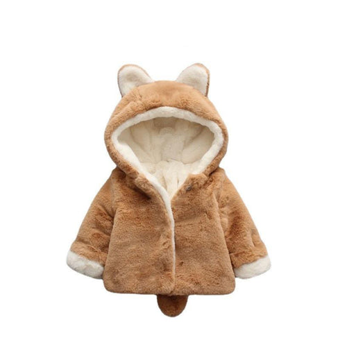 Children's fox fur sweater faux fur baby plus velvet padded coat