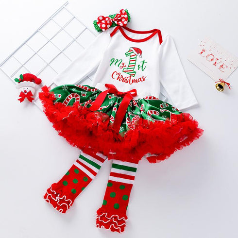 Christmas baby princess dress socks 3-piece baby dress