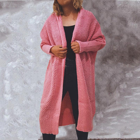 Fall winter loose scarf collar bat sleeve knit long sweater cardigan