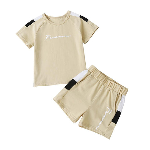 Summer Boys Solid Color Sports Leisure Suit