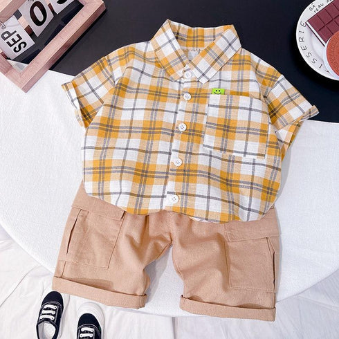 Summer boy suit short sleeve shirt two-piece set