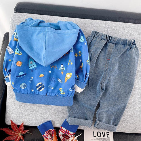 Boys spring and autumn suit set of three