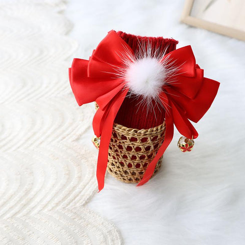 Christmas Socks Bow Thickened Wool Baby Socks Medium Socks