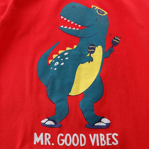 Summer Red Dinosaur Boy Suit
