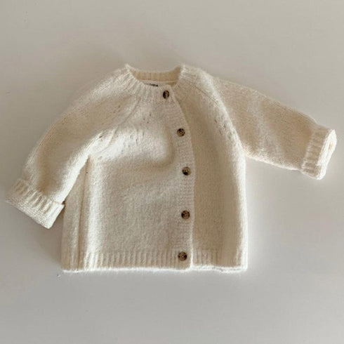 Autumn and Winter Baby Crewneck Wool Knitted Cardigan
