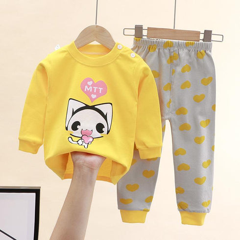Cotton Underwear Suit Boys and Girls Autumn Clothes Pants Pajamas Loungewear