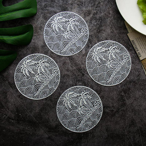 Creative Hollow Out Coaster Round Coconut Tree Coaster