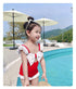 Girl's One-Piece Swimsuit Girl's Strap Bow Swimsuit