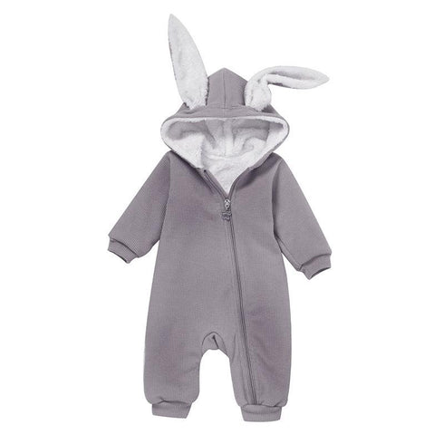 Autumn And Winter Baby Children's Clothing Rabbit Ear Jumpsuit Plus Velvet To Keep Warm