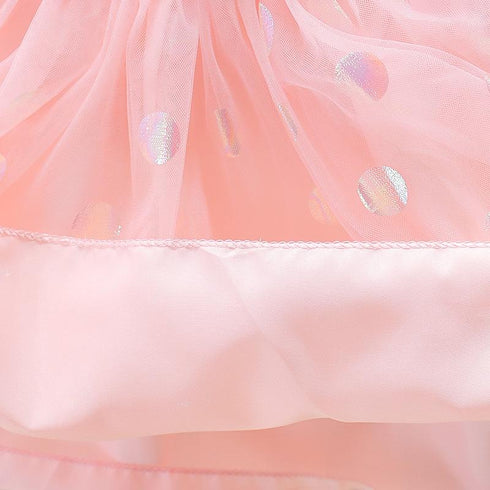 Girl's Love Bow Dress Summer New Girl's Western Style Mesh Princess Dress