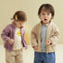 Baby double-sided polar fleece jacket simple embroidered semi-high collar warm jacket
