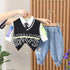 Spring and autumn boys casual tie sweater waistcoat set of three