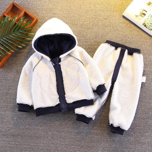 Boys winter velvet suit two-piece set