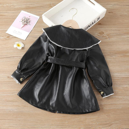 Girls' Fashion Mid-length Leather Dress