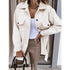 Temperament solid color lapel button lace-up tweed coat