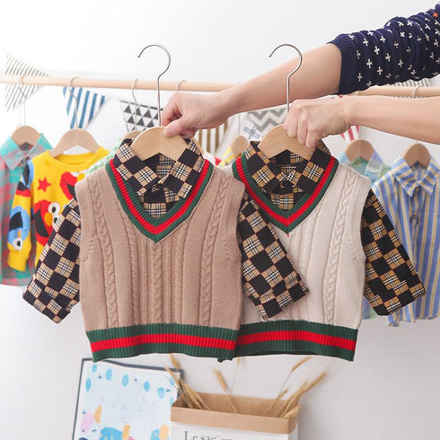 Children's Spring and Autumn Long Sleeve Sweater Set of Three