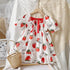 Girls Dress 2022 Summer New Girls Strawberry Print Dress Bow Princess Dress