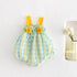 Three Dimensional Flower Stripe Suspender Lantern Jumpsuit