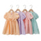 Girls' Dress Summer Dress New Bubble Sleeve Macaroon Color Princess Dress