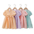 Girls' Dress Summer Dress New Bubble Sleeve Macaroon Color Princess Dress
