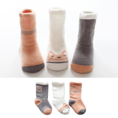 Autumn winter terry padded baby socks THREE PAIRS