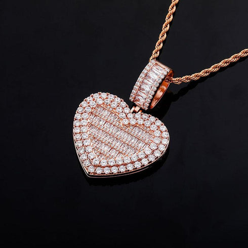 Flip Love Collection Photo Frame Pendant Full of Zircon Hip Hop Necklace
