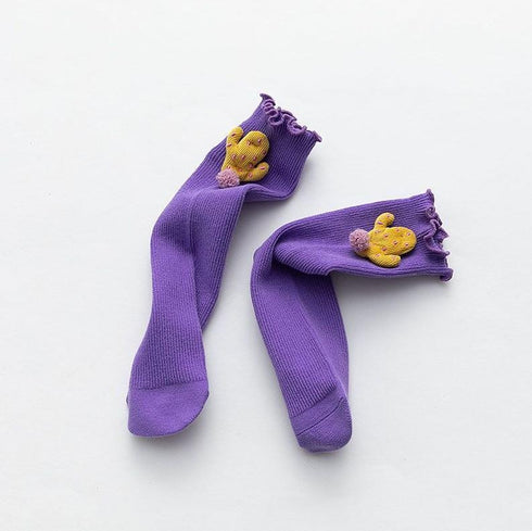 Stereo cactus children pile socks agaric curled leg socks