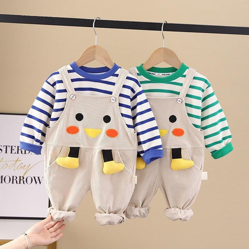Baby cartoon suspenders two-piece suit