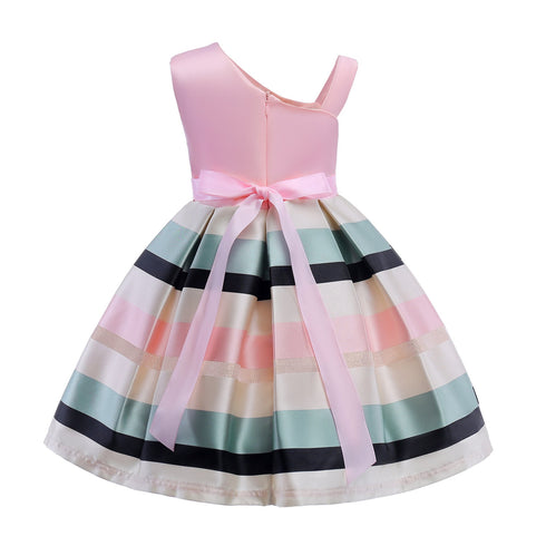 Girls' Dress European And American Children's Dress Little Girl Princess Dress Temperament Striped Dress Dress