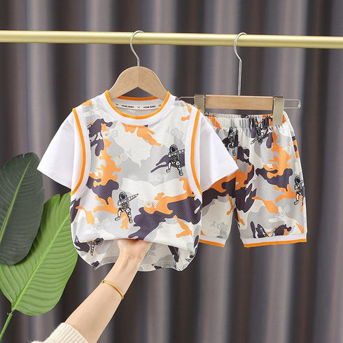 Boys summer short sleeve suit two-piece set